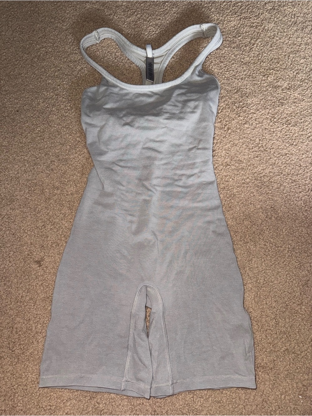 SKIMS Light Gray Ribbed Tank Romper Jumpsuit